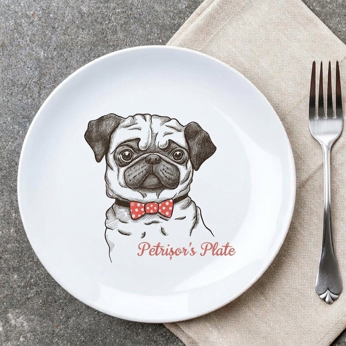 Personalised plate with text - Pug life