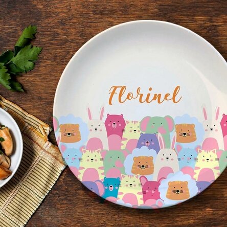 Personalised plate with text - Animals