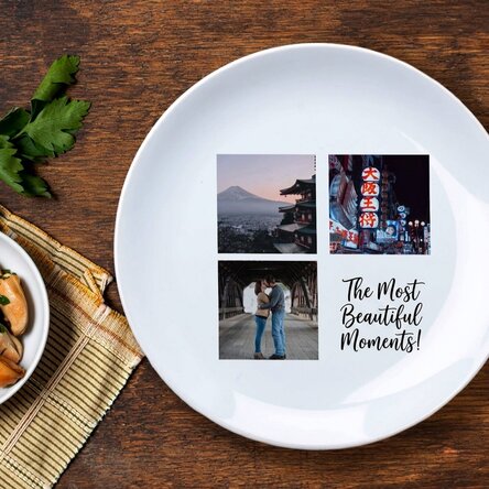 Personalised plate with 3 photos and text