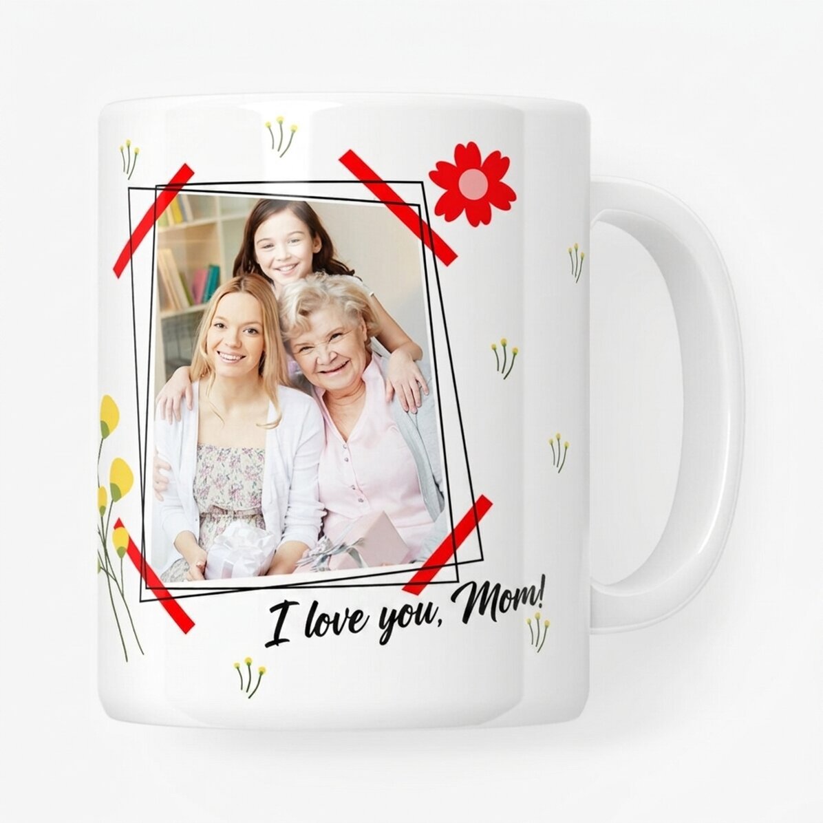 Personalised mug with a photo and text - I love you, Mum!