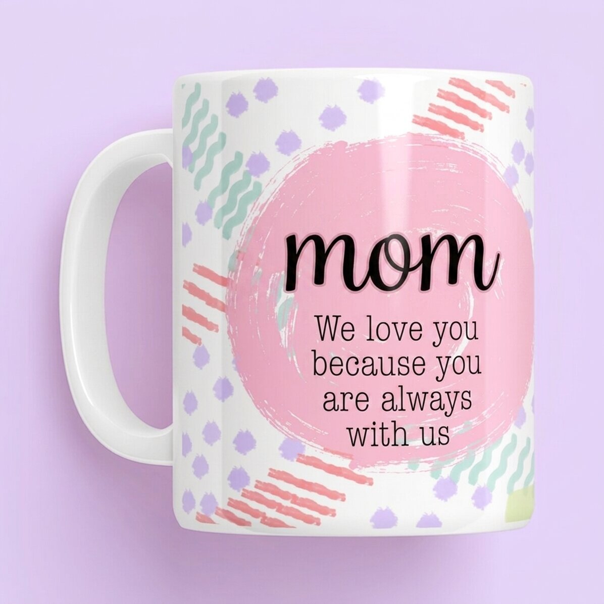 Personalised mug with text for mum - Pastel