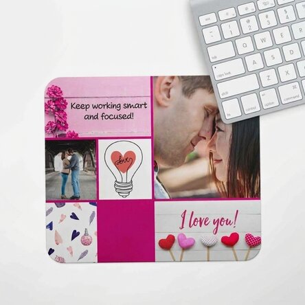Personalised mouse pad with text and photo - Love