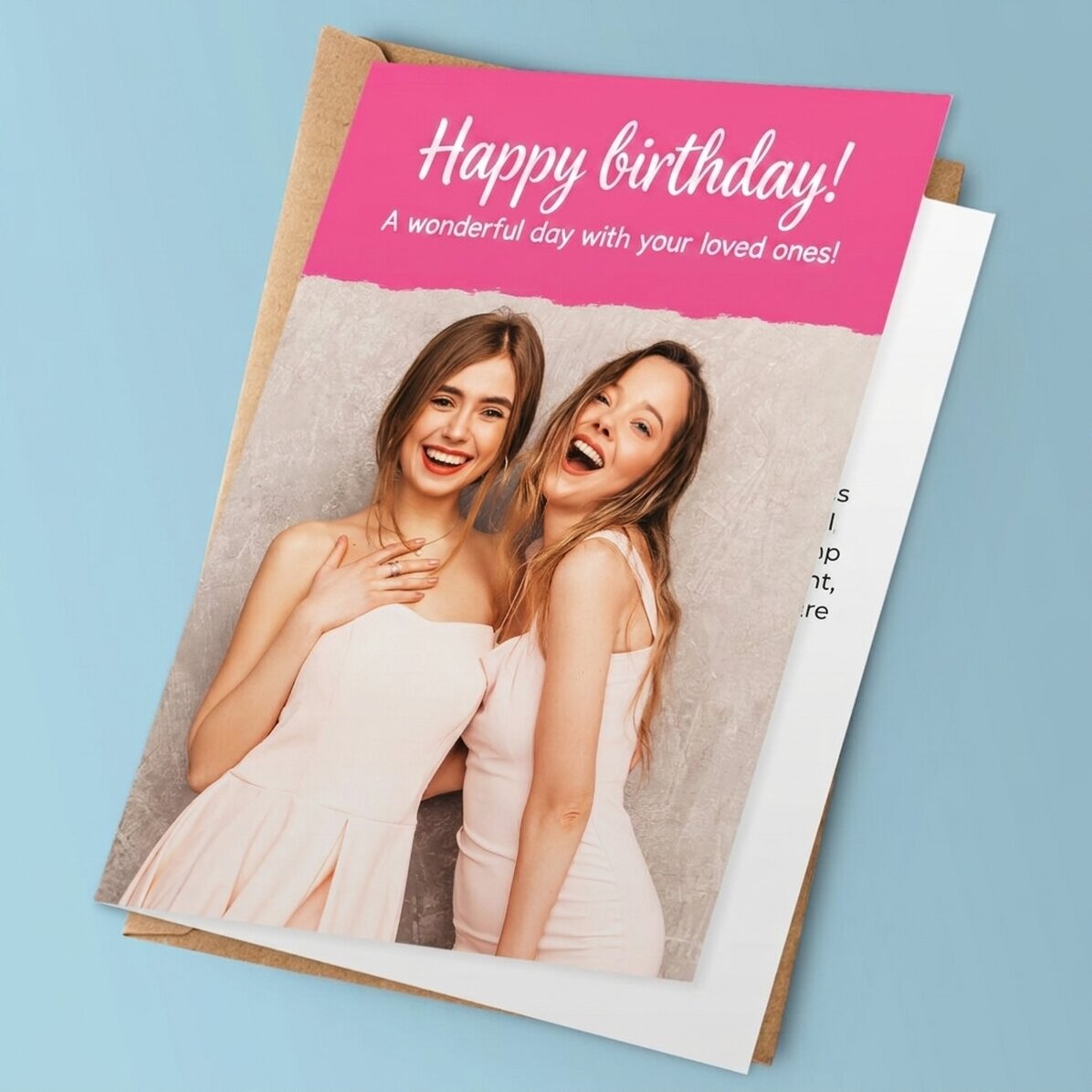 Personalised card with photo and text