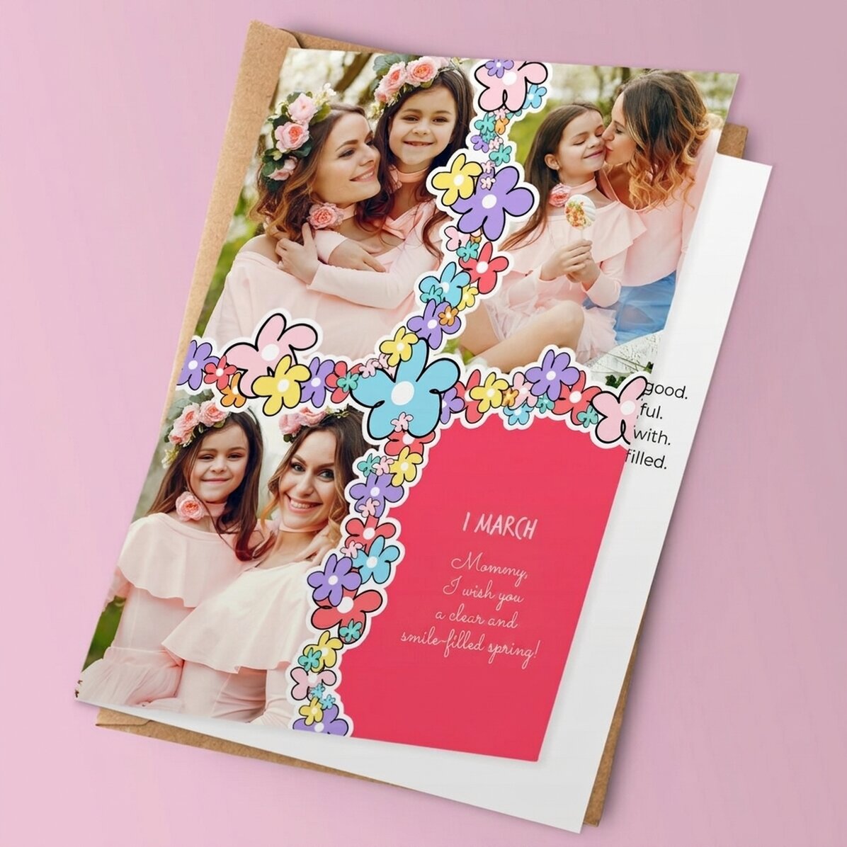 Personalised card with 3 photos and text