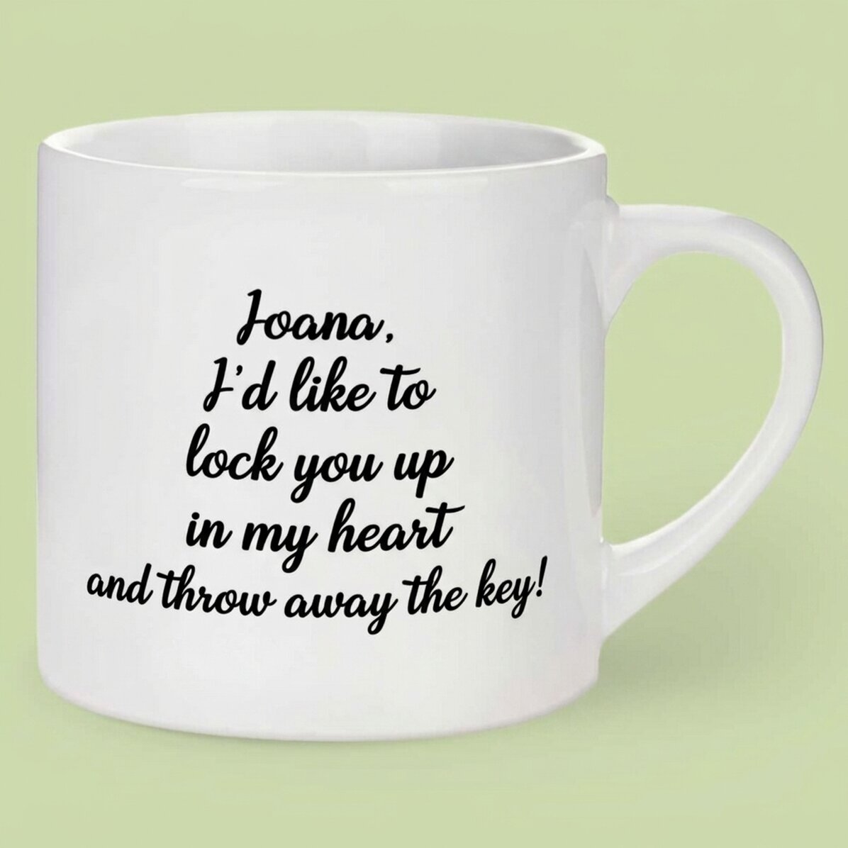 Personalised espresso cup with a photo and text