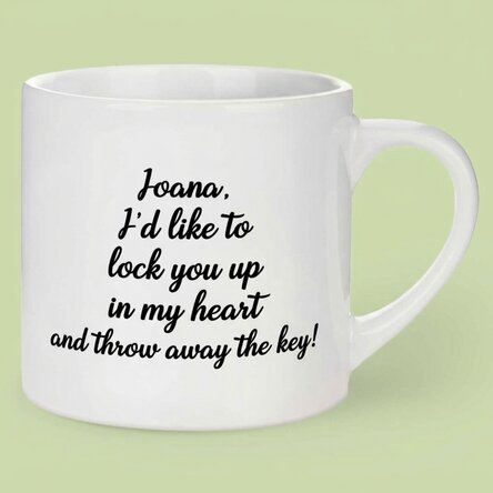 Personalised espresso cup with a photo and text