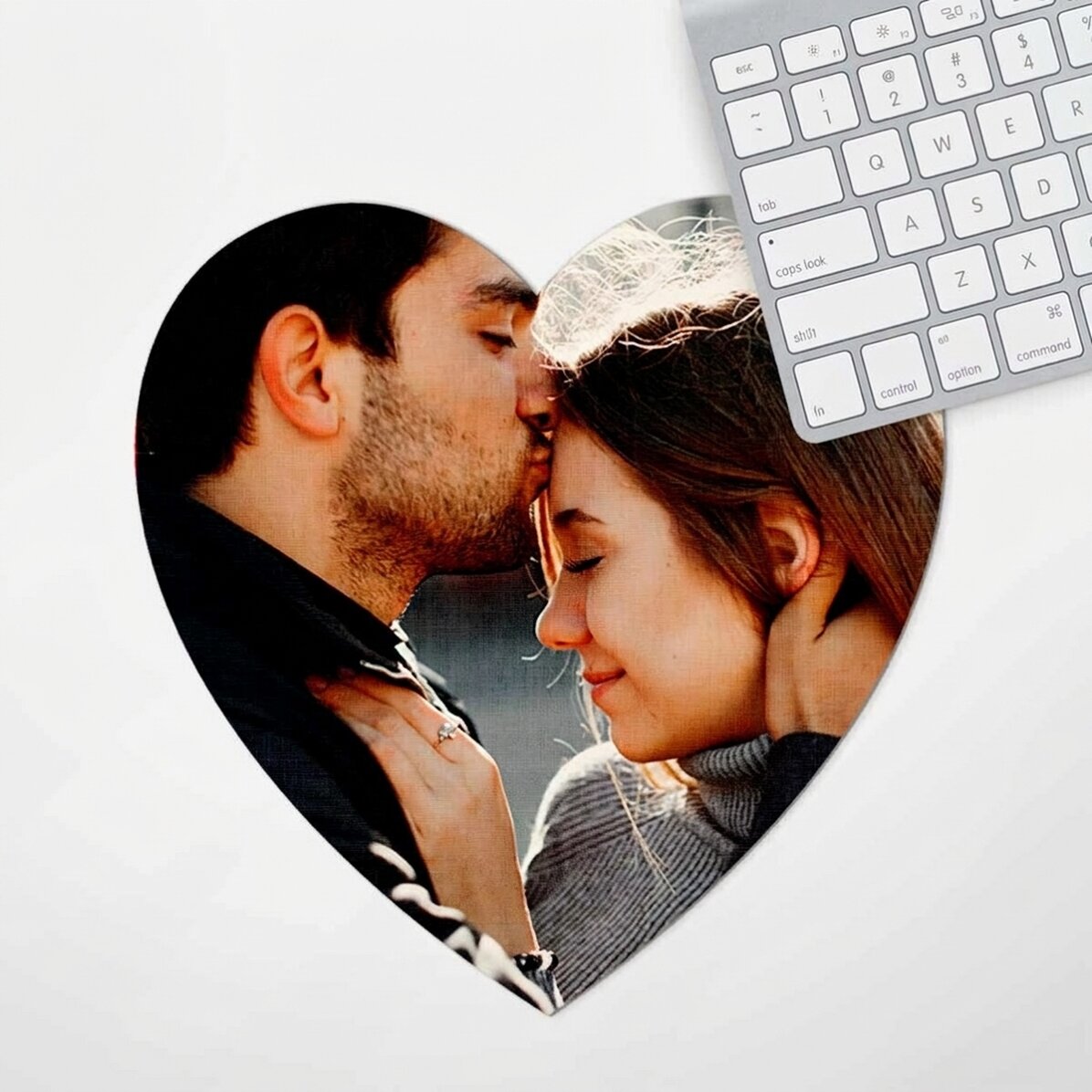 Personalised heart mouse pad with a photo