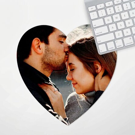 Personalised heart mouse pad with a photo