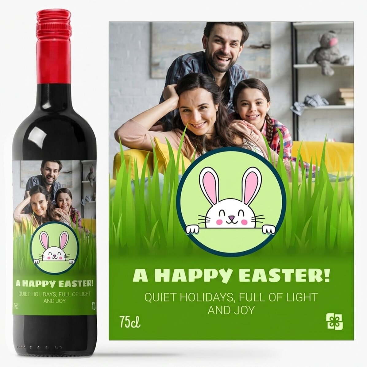 Personalised wine with text and photo - Happy Easter!