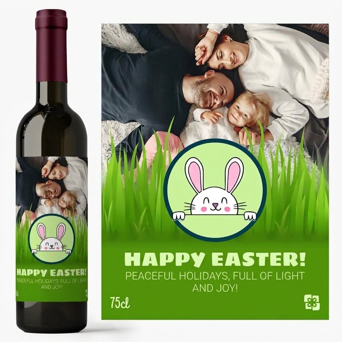 Personalised wine with text and photo - Happy Easter!