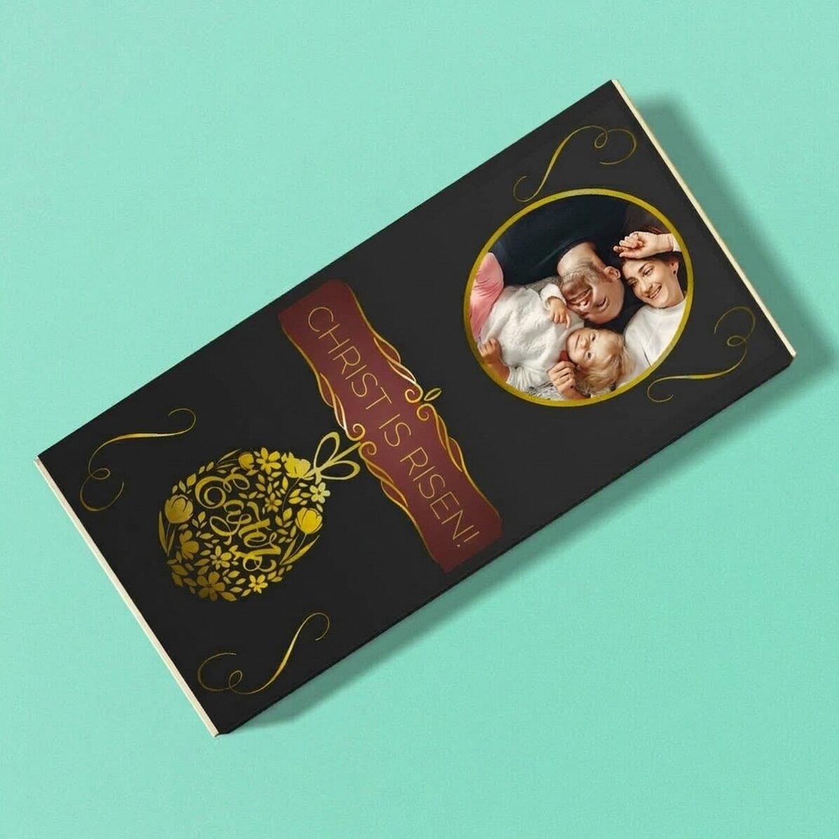 Personalised chocolate with text and photo for Easter