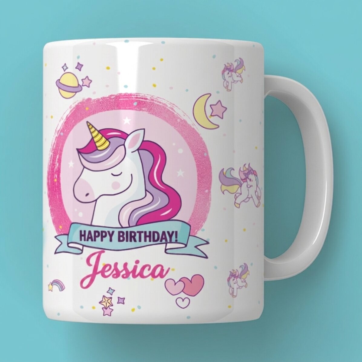 Personalised mug with text - Unicorns