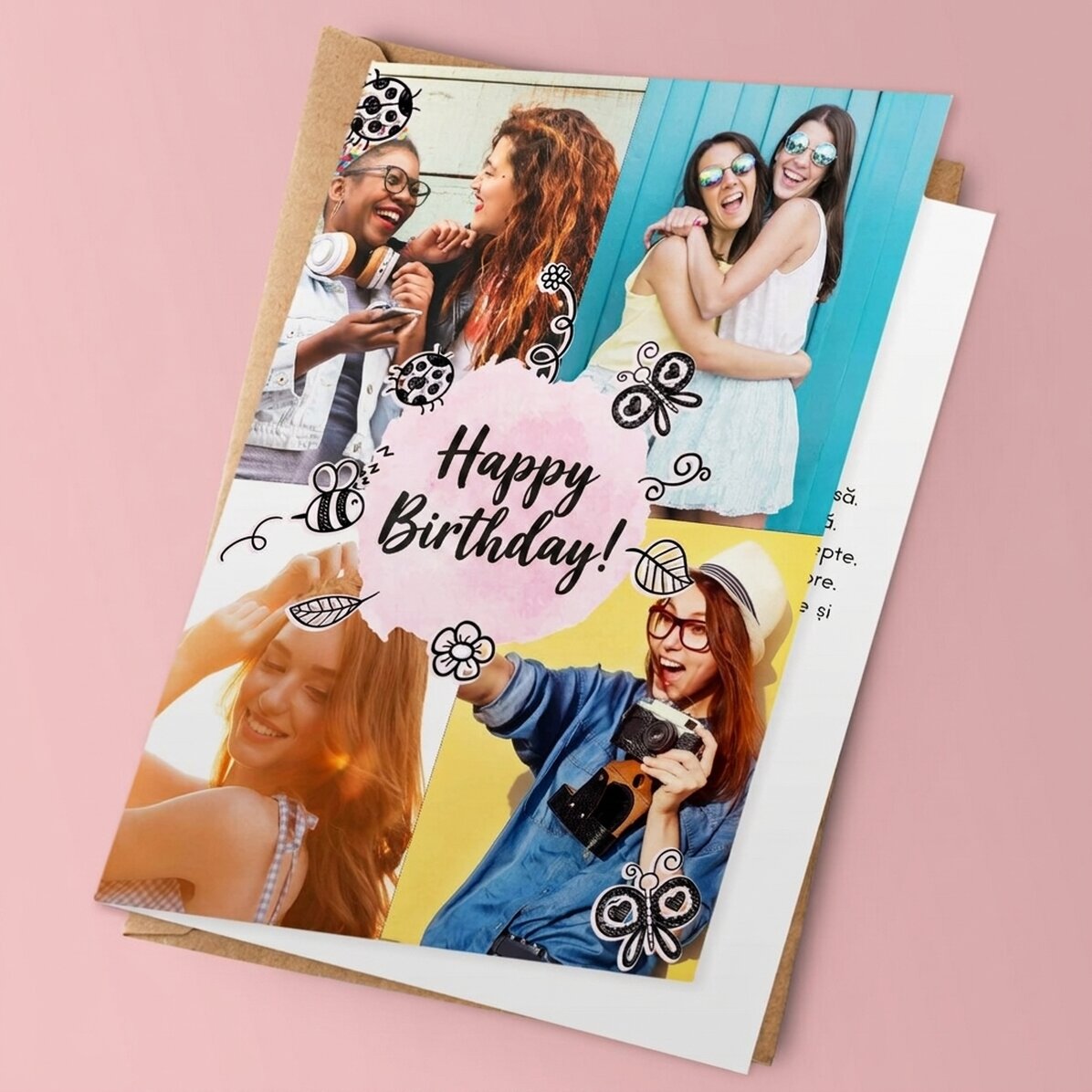 Personalised greeting card with 4 photos
