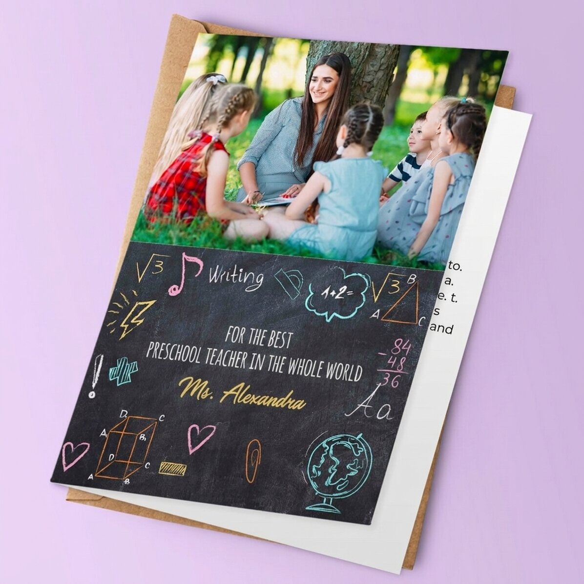 Personalised greeting card with photo and text - For teachers