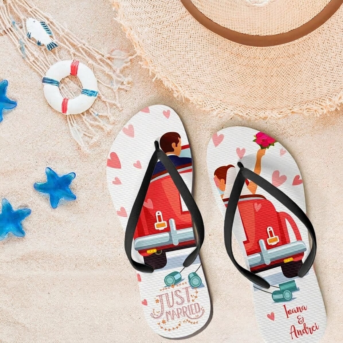 Personalised flip-flops with text - Honeymoon