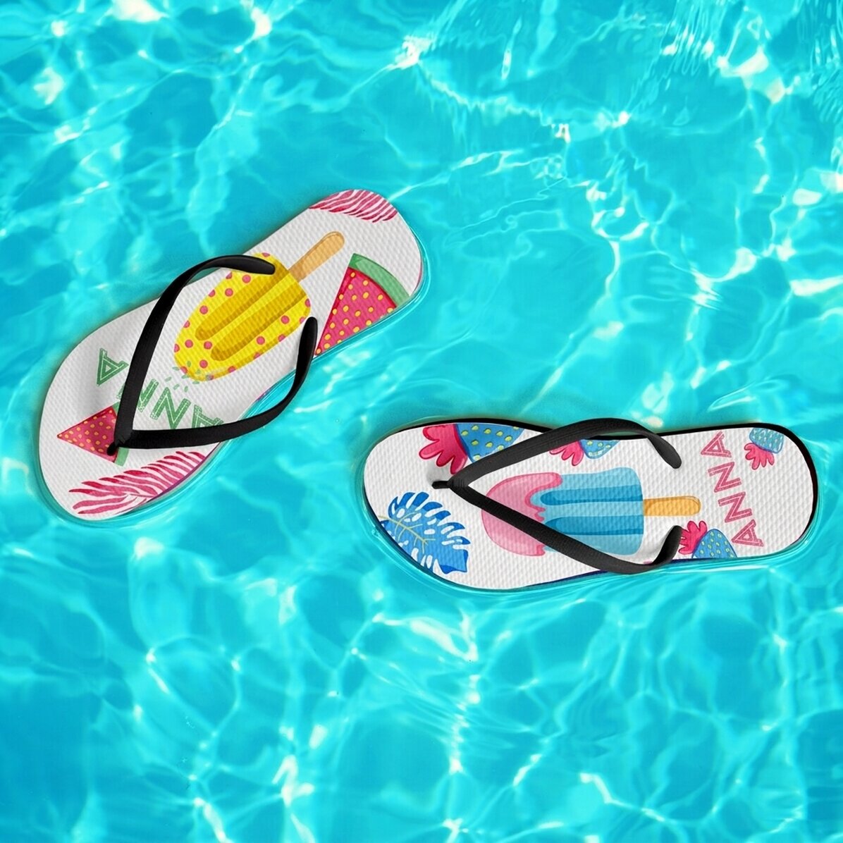 Personalised flip-flops with name - Tropical