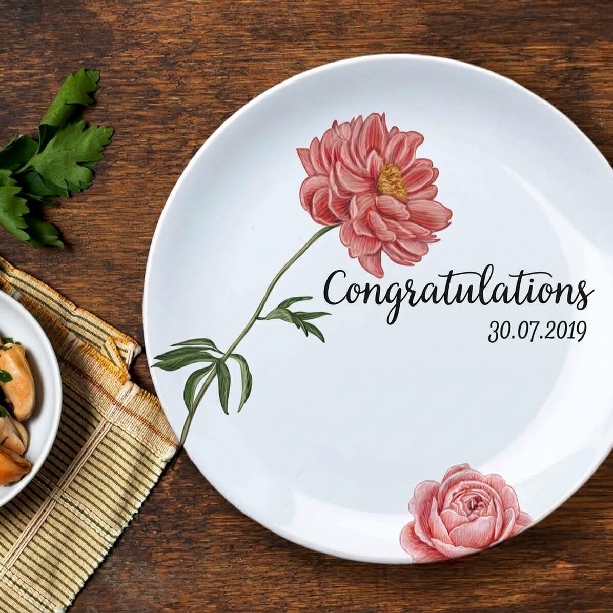 Personalised plate with text - Wedding