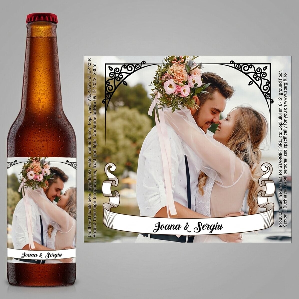 Personalised beer with photo and text
