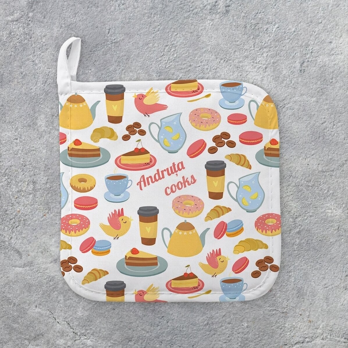 Personalised hot pot holder with text - Cookies model