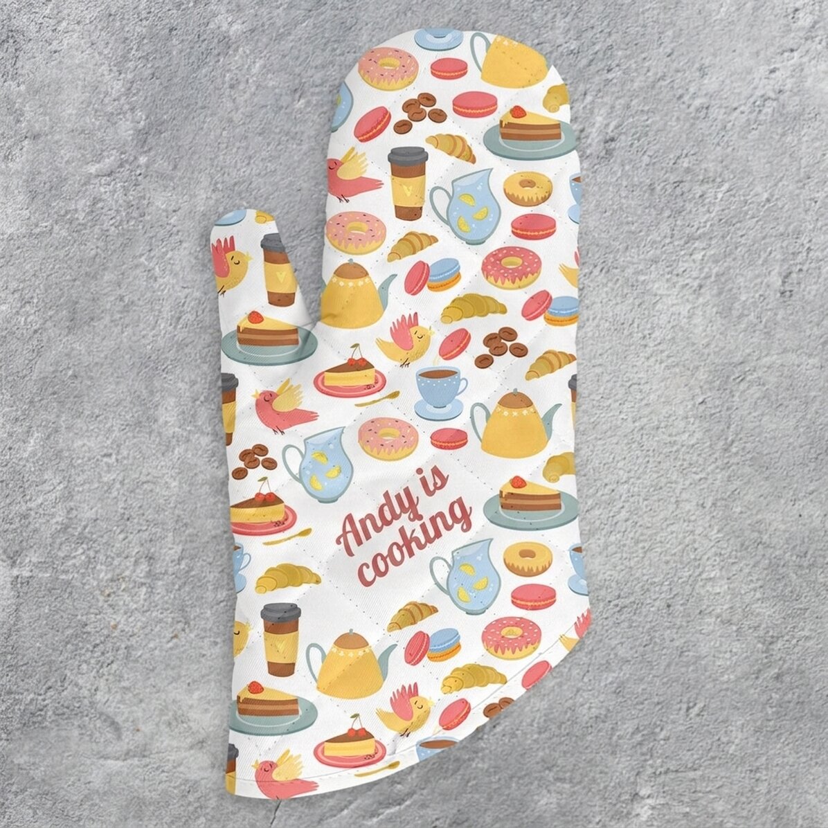 Personalised oven glove with text - Cookies design