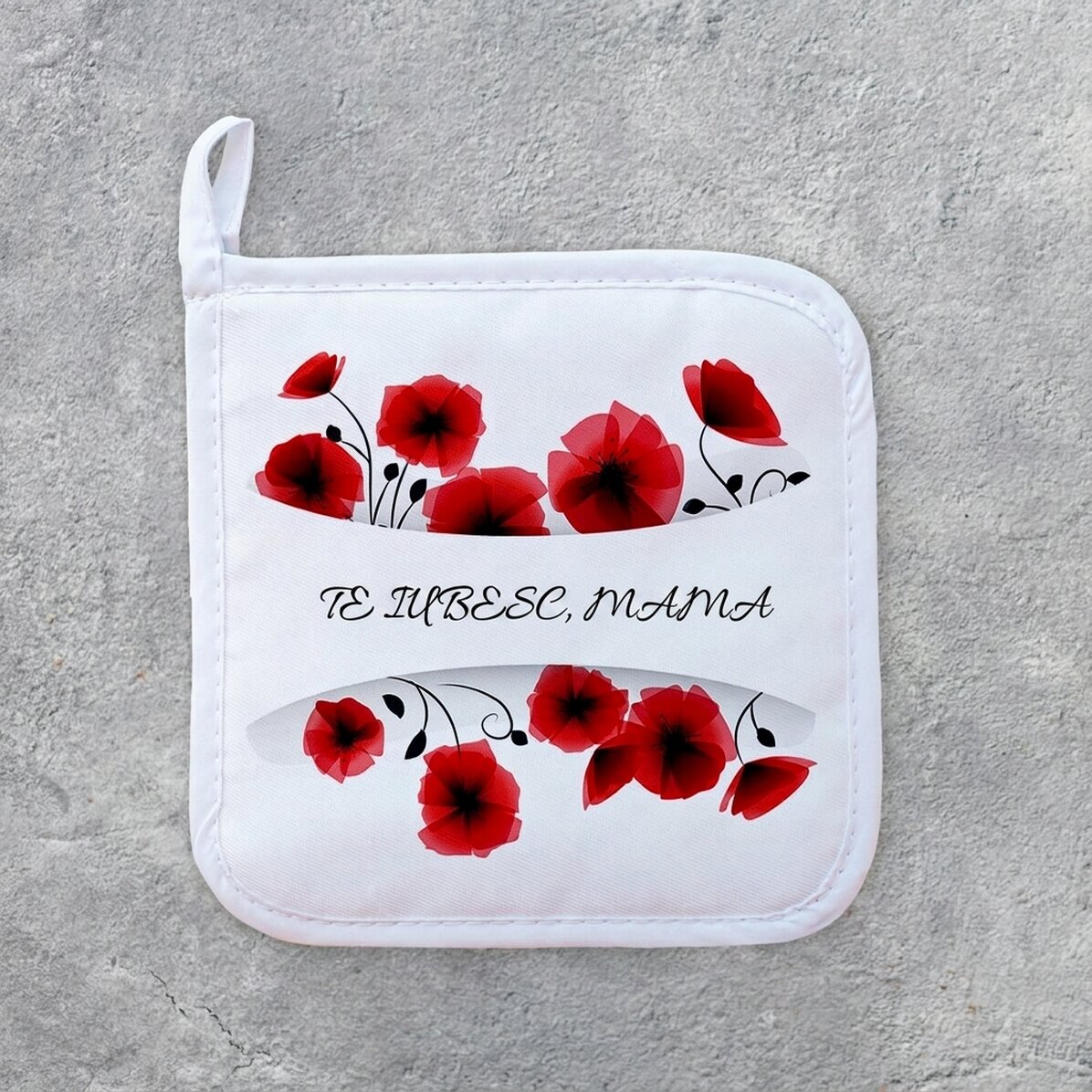 Personalised hot pot holder with text - Love mum