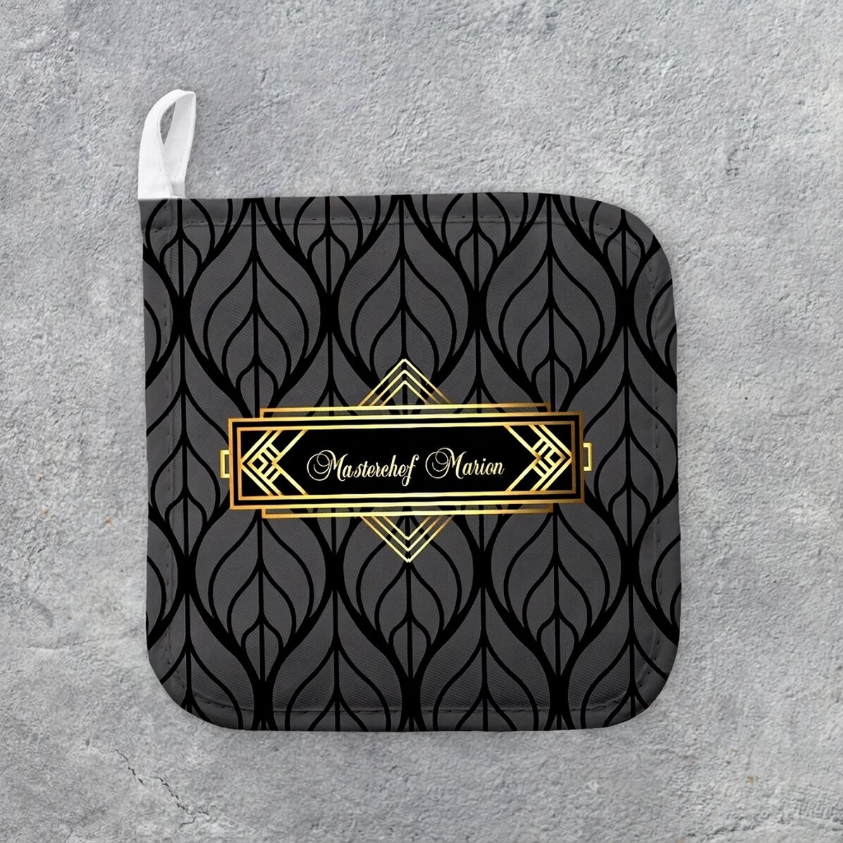 Personalised hot pot holder with text - Masterchef