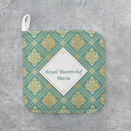 Personalised hot pot holder with text - Royale Masterchef