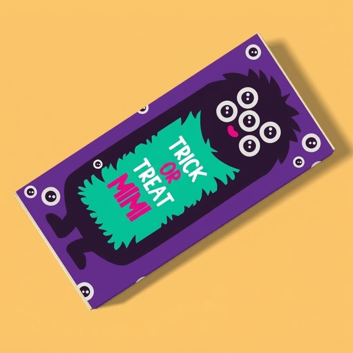 Personalised chocolate with text for Halloween - Monster design