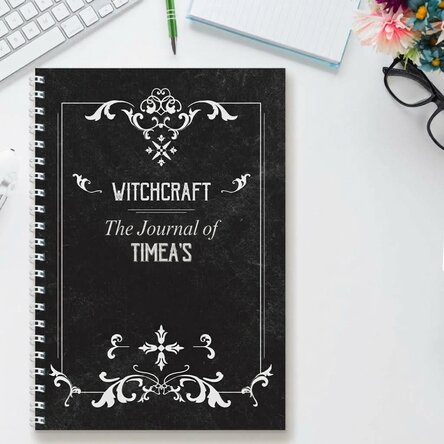 Personalised notebook with Witchcraft text