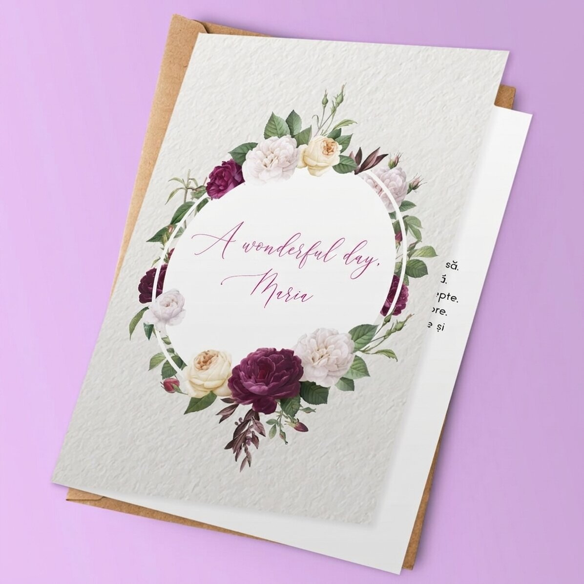 Personalised greeting card - flower design
