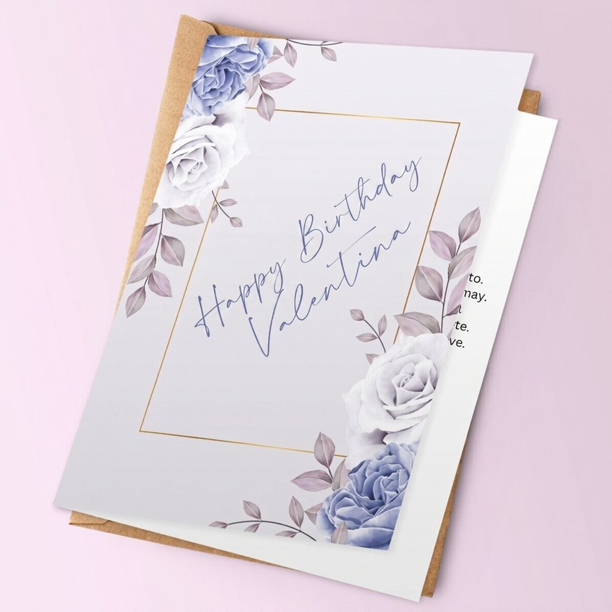Personalised greeting card - rose design