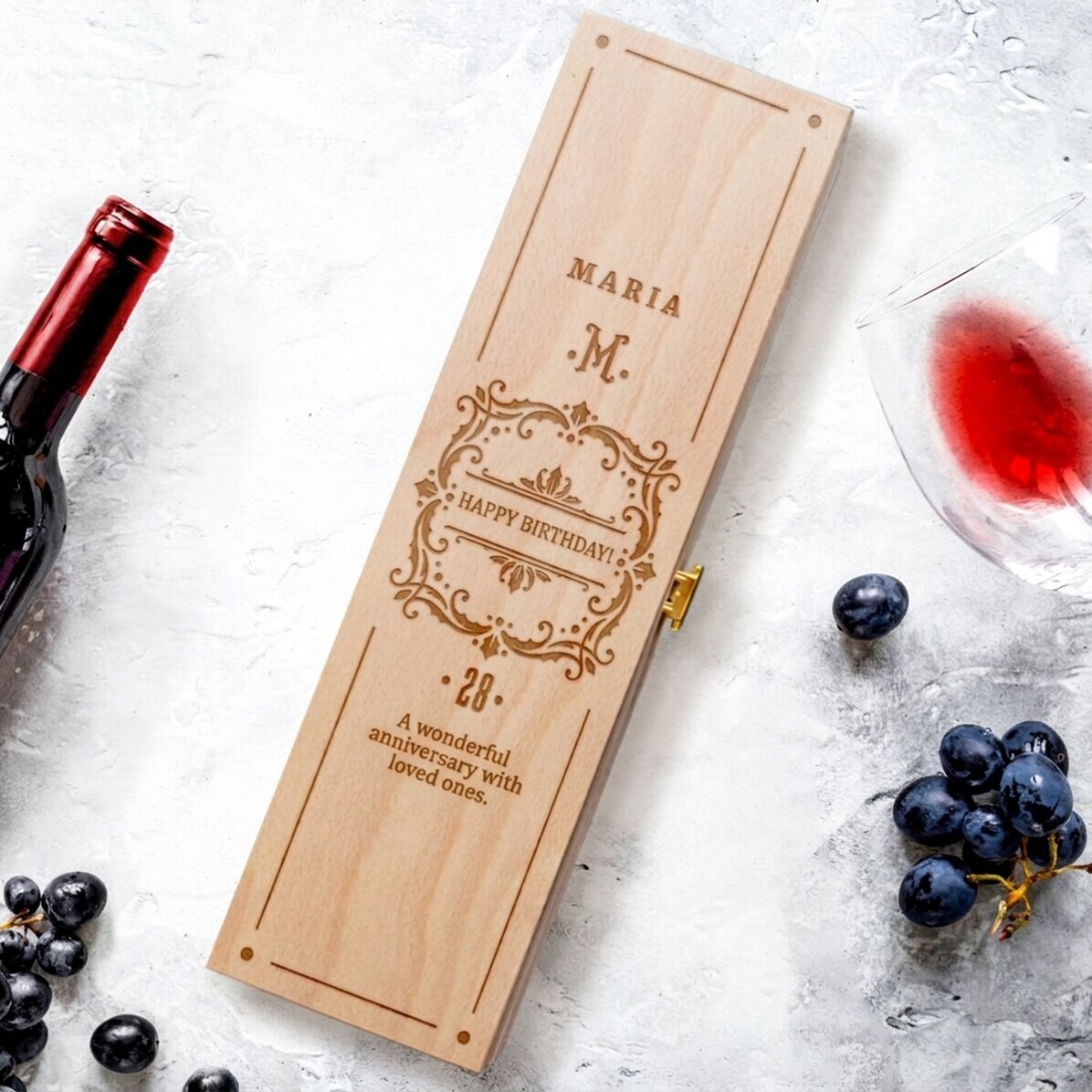 Personalised wine box with name and text - Elegant model