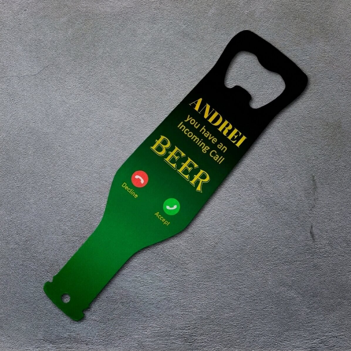 Personalised beer opener - Incoming Call