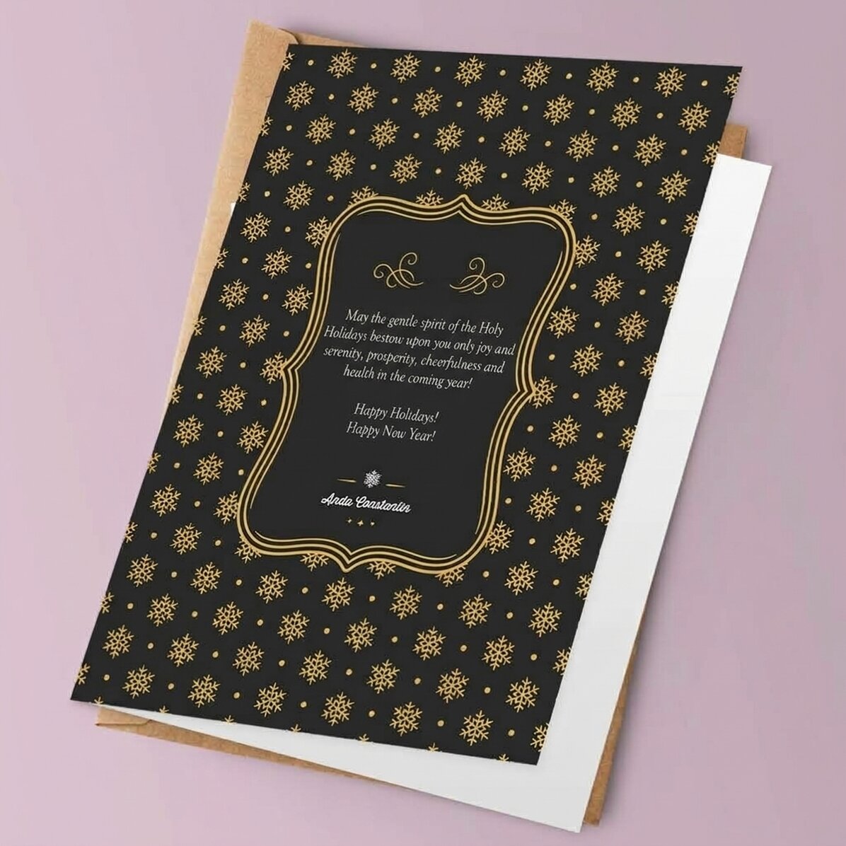 Personalised greeting card - Snowflakes design