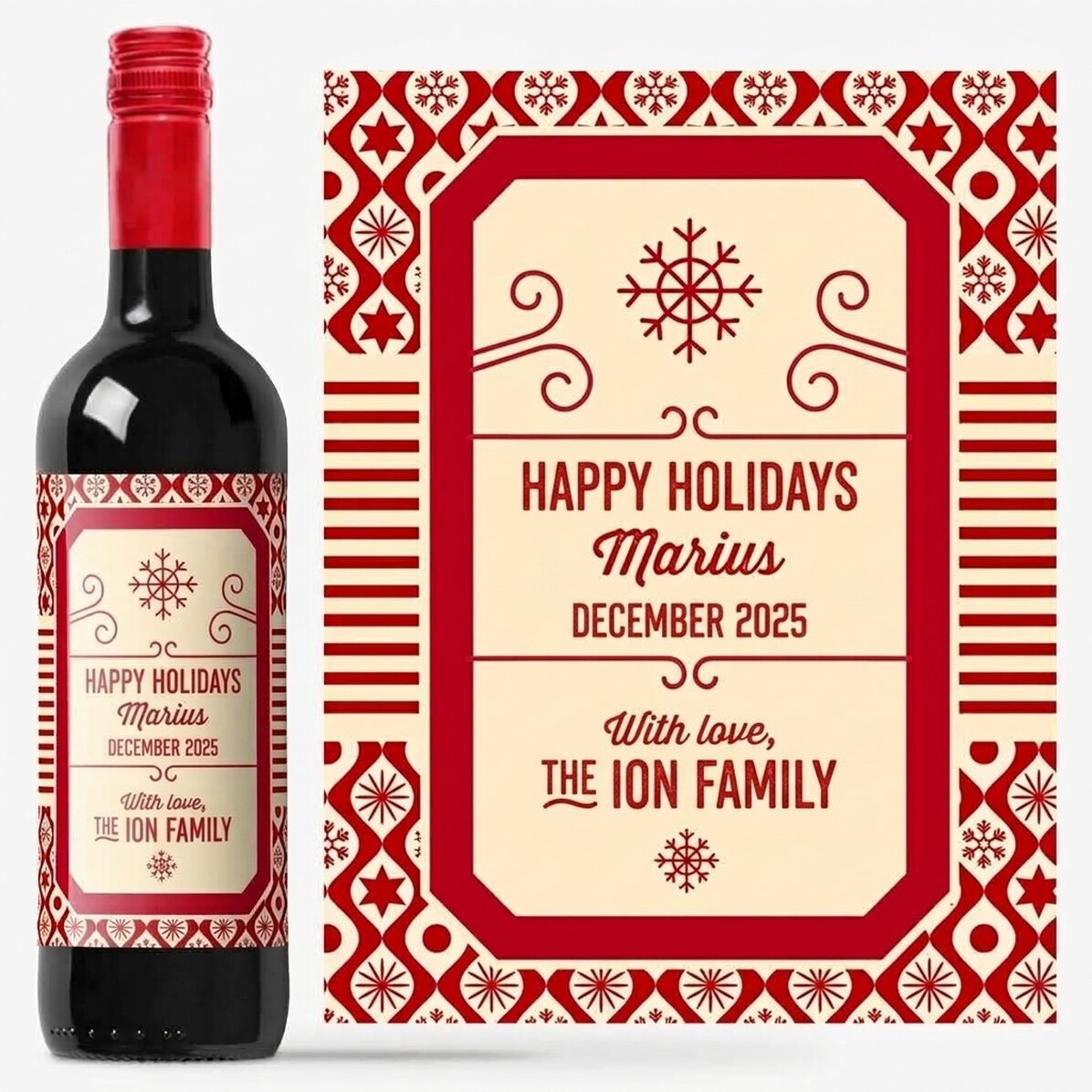 Personalised wine with text - Christmas model