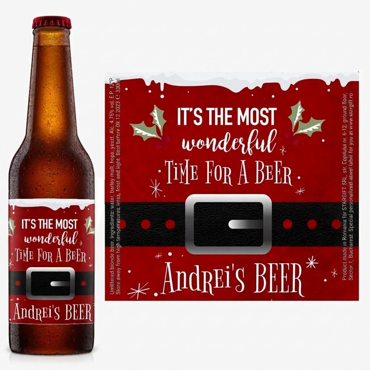 Personalised beer with text - Most wonderful time to drink beer!