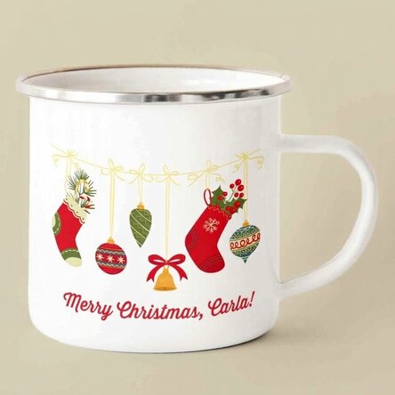 Personalised enamel mug with text - Socks