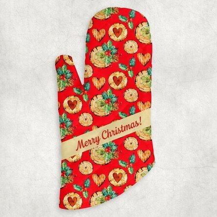 Personalised oven glove with text - Mistletoe