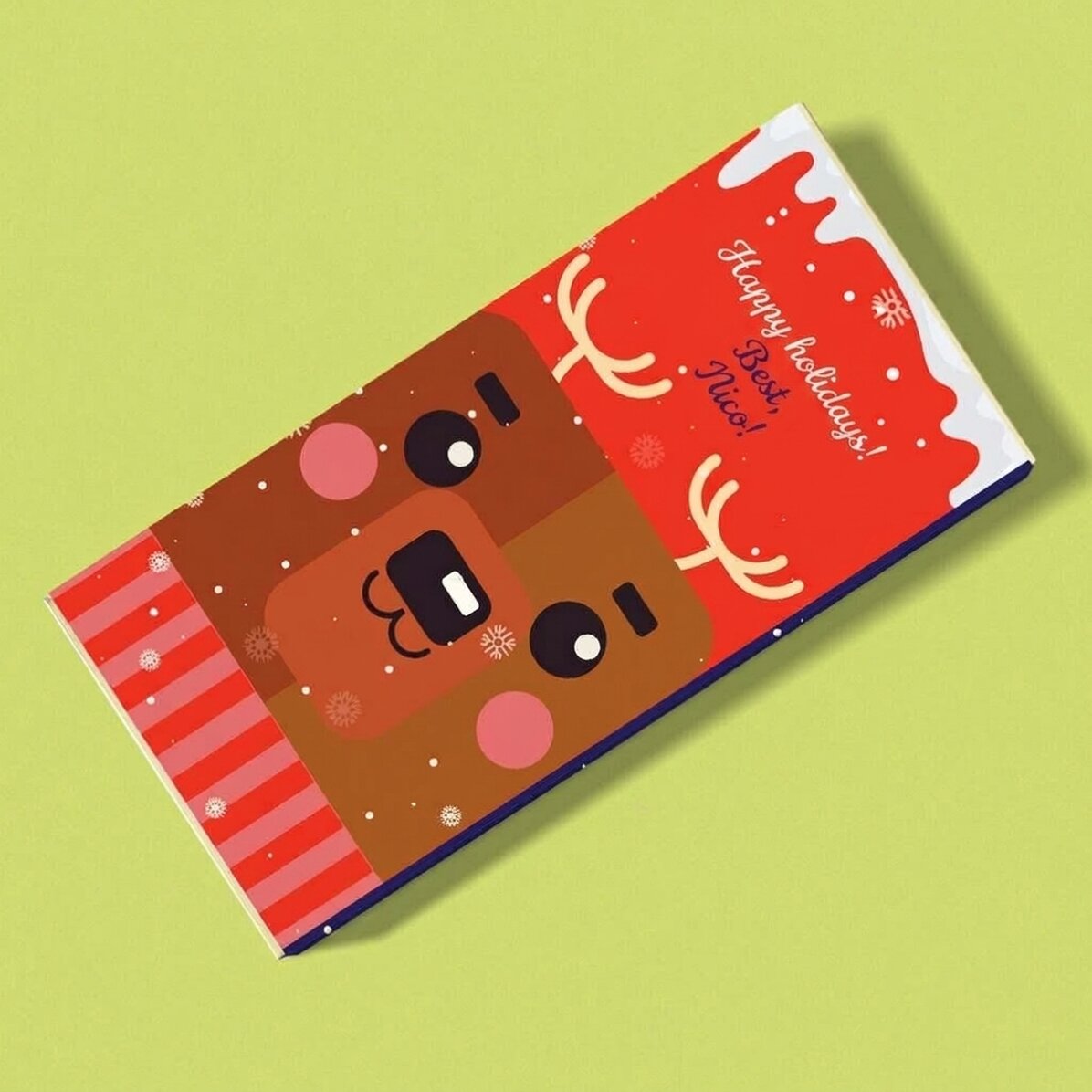 Personalised chocolate with text for Christmas - Rudolf