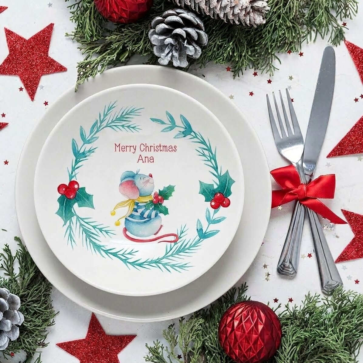 Personalised plate with text - Mouse