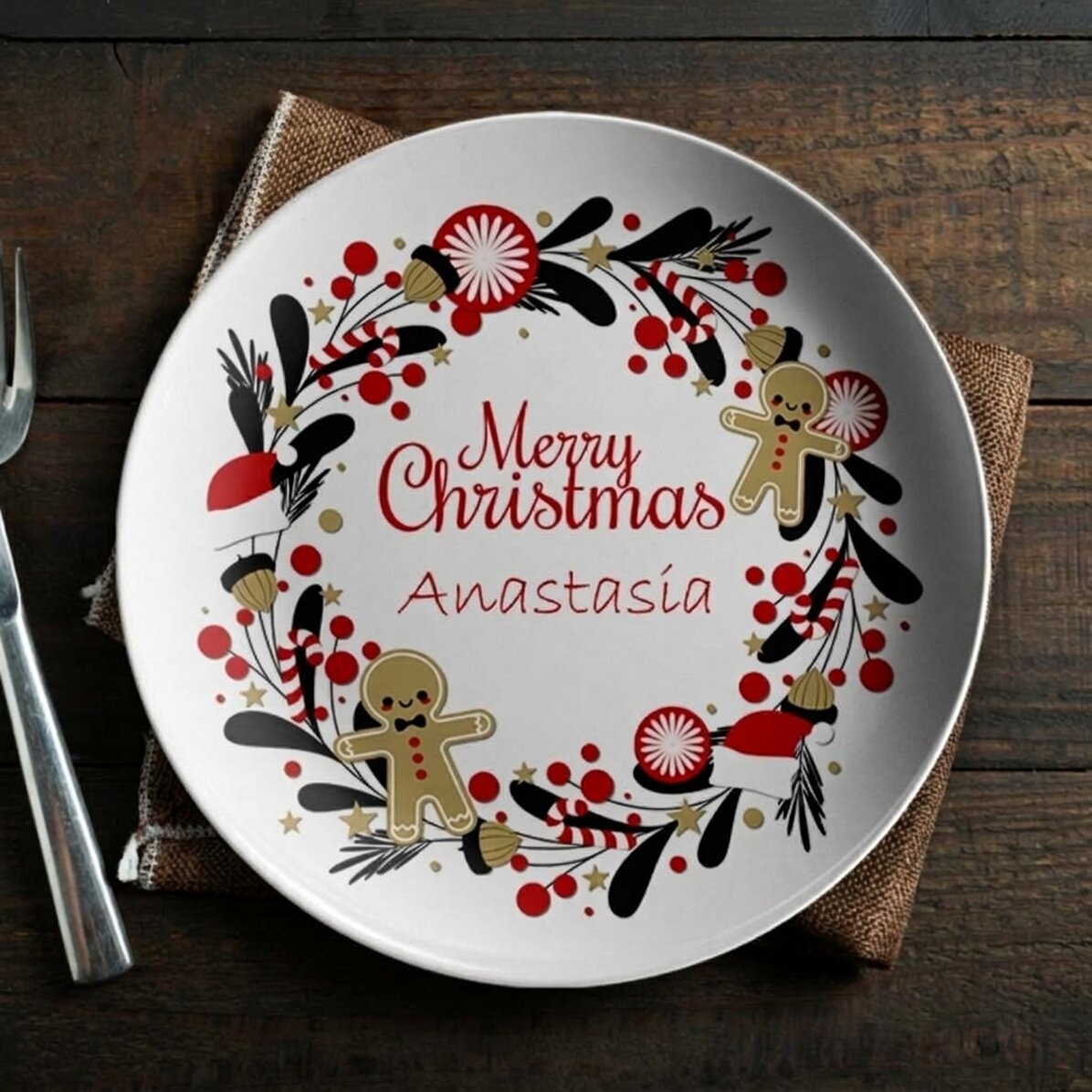 Personalised plate with text - Gingerbread