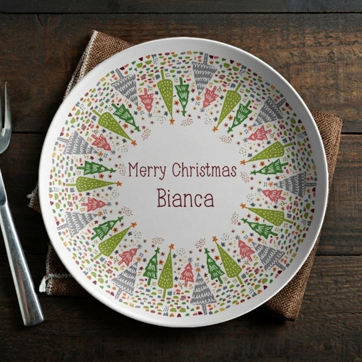 Personalised plate with text - Christmas