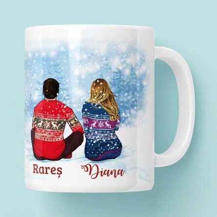 Personalised mug with names for couples - Merry Christmas