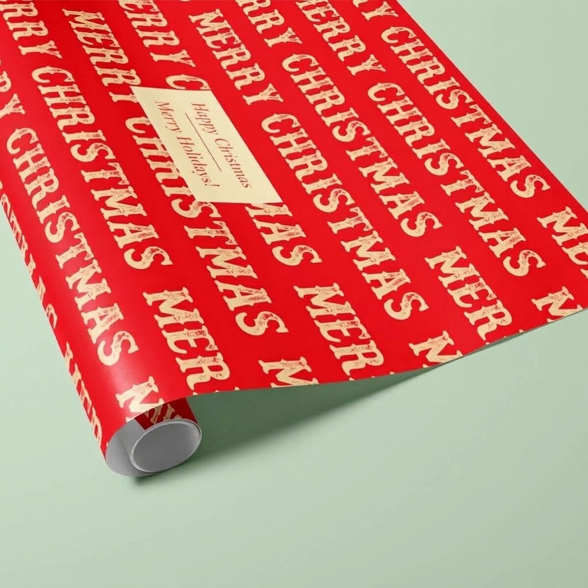 Personalised gift wrapping paper with text in a border - Merry Christmas
