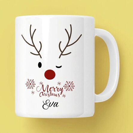 Personalised mug with text - Reindeer