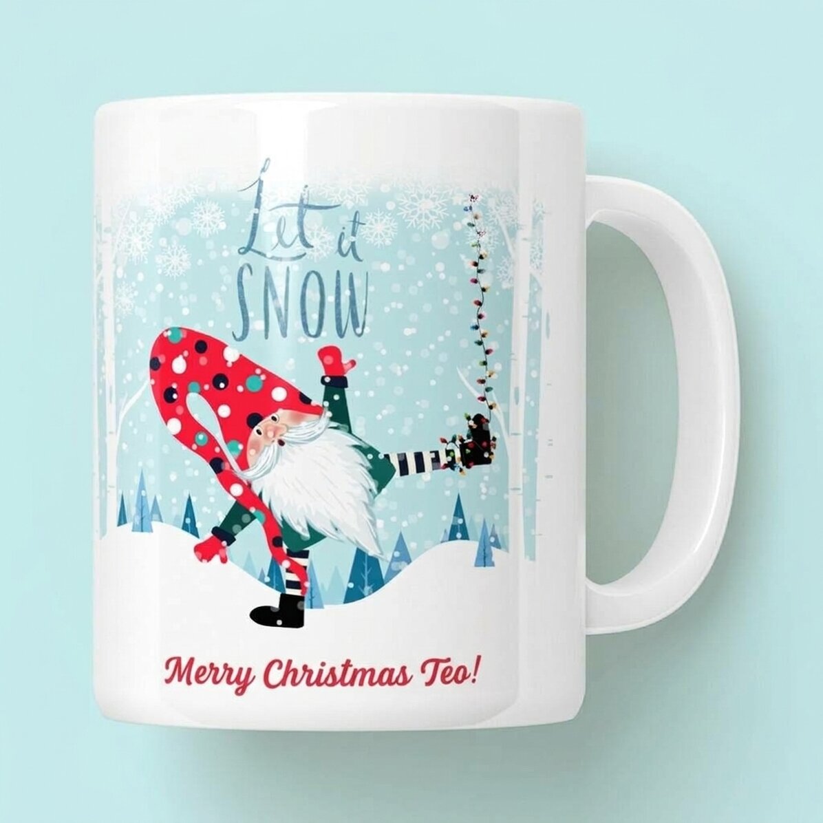 Personalised mug with text - Let it snow