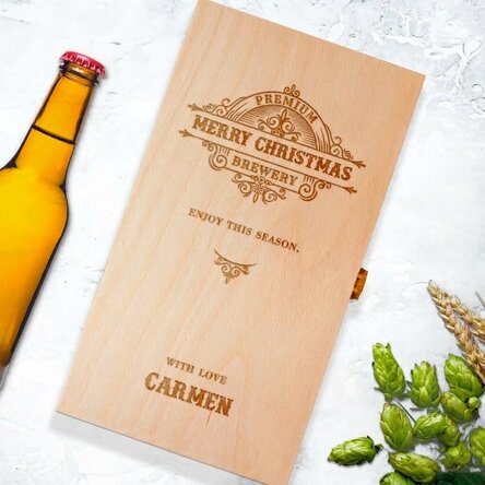 Personalised beer box for three bottles - Vintage Christmas