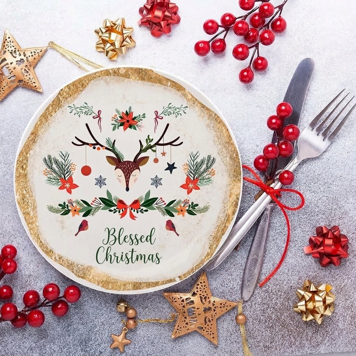Personalised plate with text - Gold brush