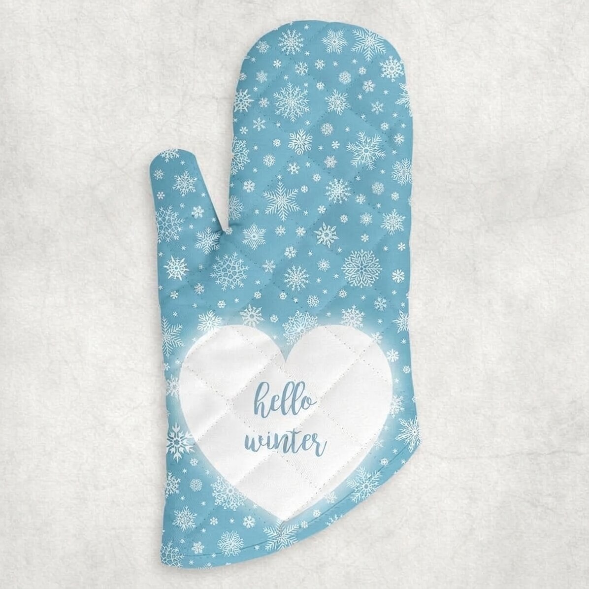 Personalised oven glove with text - Hello Winter