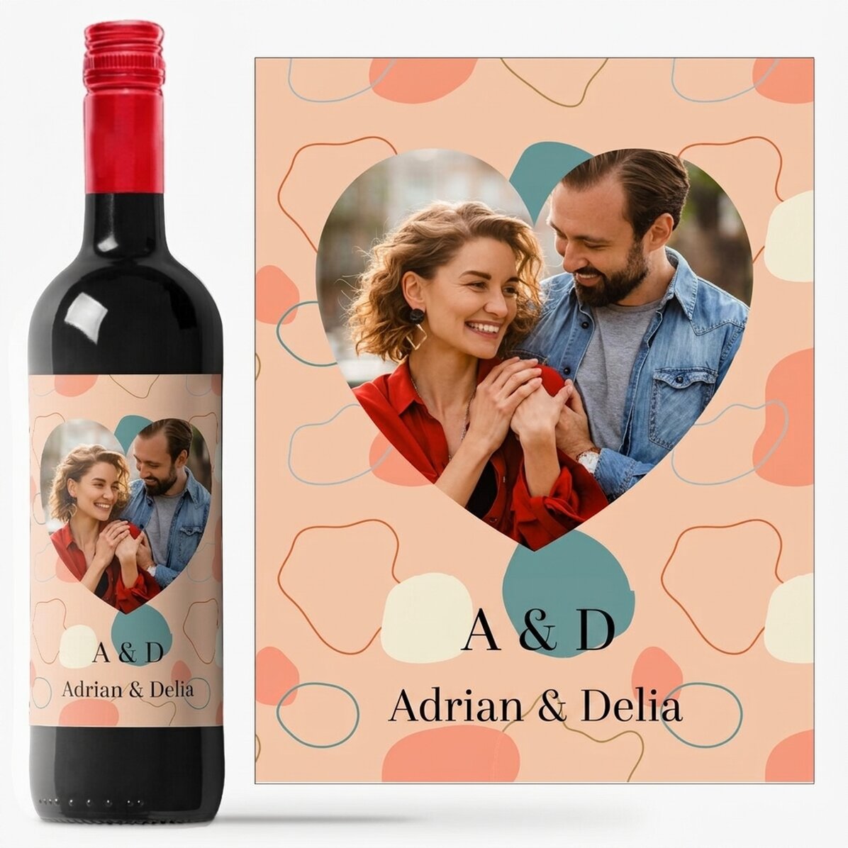 Personalised wine with photo and text - Abstract